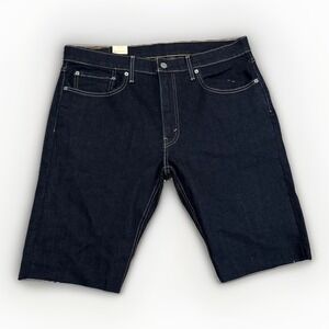 Levi's 512 Shorts Mens Size 38 Slim Fit Cut Off Denim Dark Wash Raw Hem Blue